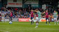 2nd April 2023; Victoria Park, Dingwall, Scotland: Scottish Premiership Football, Ross County versus Celtic; Joao Pedro Neves Filipe Jota of Celtic scores from the penalty spot to make it 1-0 to Celtic in the 50th minute of the first half