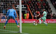 1st April 2023; Vitality Stadium, Boscombe, Dorset, England: Premier League Football, AFC Bournemouth versus Fulham; Dominic Solanke of Bournemouth takes a shot at goal under pressure from Tim Ream of