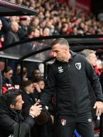 1st April 2023; Vitality Stadium, Boscombe, Dorset, England: Premier League Football, AFC Bournemouth versus Fulham; Gary O\'Neil Head Coach of Bournemouth shakes hands with Marco SilvaÂ  Manager of Fulham before kick