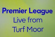 3rd March 2024; Turf Moor, Burnley, Lancashire, England; Premier League Football, Burnley versus Bournemouth; Signage board displaying "Live from Turf Moor