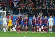 28th March 2024; Estadi Johan Cruyff, Barcelona, Spain, UEFA Womens Champions League Football, Barcelona versus SK Brann; Aitana Bonmati celebrates after scoring for 1-0 to Barca in the 24th