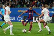 28th March 2024; Estadi Johan Cruyff, Barcelona, Spain, UEFA Womens Champions League Football, Barcelona versus SK Brann; Esmee Brugts gets her shot towards