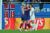 28th March 2024; Estadi Johan Cruyff, Barcelona, Spain, UEFA Womens Champions League Football, Barcelona versus SK Brann; Aitana Bonmati celebrates after scoring for 1-0 to Barca in the 24th