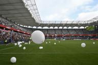 20th April 2024; CommBank Stadium, Sydney, NSW, Australia: A-League Football, Western Sydney Wanderers versus Melbourne City; balloons fall on the pitch after a tribute by Western Sydney supporters in memory of a