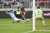 20th April 2024; CommBank Stadium, Sydney, NSW, Australia: A-League Football, Western Sydney Wanderers versus Melbourne City; Dylan Pierias of Western Sydney Wanderers takes a shot on goal as Steven Ugarkovic of Melbourne City attempts to