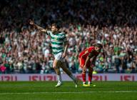 20th April 2024; Hampden Park, Glasgow, Scotland: Scottish Cup Football Semi Final, Aberdeen versus Celtic; James Forrest of Celtic celebrates after he scored in the 63rd minute to make it 2-1 to