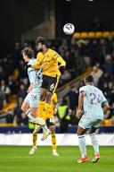 24th April 2024; Molineux Stadium, Wolverhampton, West Midlands, England; Premier League Football, Wolverhampton Wanderers versus Bournemouth; Boubacar Traore of Wolves competes with Enes Unal of AFC Bournemouth in the