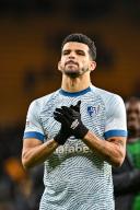 24th April 2024; Molineux Stadium, Wolverhampton, West Midlands, England; Premier League Football, Wolverhampton Wanderers versus Bournemouth; Dominic Solanke of AFC Bournemouth applauds the travelling fans after the final