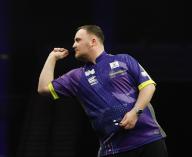 25th April 2024, M&amp;S Bank Arena, Liverpool, England; 2024 PDC Premier League Darts Liverpool Night 13; Luke Littler in his semi-final match against Nathan