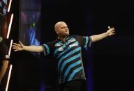 25th April 2024, M&amp;S Bank Arena, Liverpool, England; 2024 PDC Premier League Darts Liverpool Night 13; Rob Cross in the final that he lost 6-2 to Luke Littler