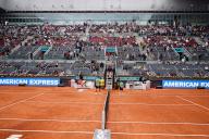 25th April 2024. Madrid, Spain: Masters 1000 Series Mutua Madrid Open 2024 at La Caja Magica stadium. The players take a break in the game Cori Gauff (US) versus Aranxa Rus (NED
