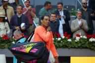 25th April 2024. Madrid, Spain: Masters 1000 Series Mutua Madrid Open 2024 at La Caja Magica stadium. Rafael Nadal (SPA) celebrates his win over Darwin Blanch (US