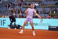 25th April 2024. Madrid, Spain: Masters 1000 Series Mutua Madrid Open 2024 at La Caja Magica stadium. Rafael Nadal (SPA) returns to Darwin Blanch (US