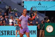 25th April 2024. Madrid, Spain: Masters 1000 Series Mutua Madrid Open 2024 at La Caja Magica stadium. Rafael Nadal (SPA) returns to Darwin Blanch (US