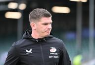 26th April 2024, The Recreation Ground, Bath, Somerset, England; Gallagher Premiership Rugby, Bath versus Saracens; Owen Farrell of Saracens inspects the pitch before kick