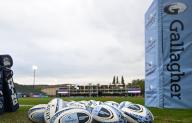 26th April 2024, The Recreation Ground, Bath, Somerset, England; Gallagher Premiership Rugby, Bath versus Saracens; rugby balls on the pitch at the