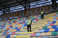 26th April 2024; Stadio Benito Stirpe, Frosinone, Italy; Serie A Football; Frosinone versus Salernitana; Two stewards in an empty