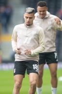27th April 2024; Craven Cottage, Fulham, London, England; Premier League Football, Fulham versus Crystal Palace; Andreas Pereira of Fulham during the warm up
