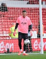 28th April 2024; The City Ground, Nottingham, England; Premier League Football, Nottingham Forest versus Manchester City; Ederson of Manchester City during the pre-match warm
