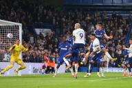 2nd May 2024; Stamford Bridge, Chelsea, London, England; Premier League Football, Chelsea versus Tottenham Hotspur; Cristian Romero of Tottenham Hotspur wins the header from an incoming free kick but the ball goes wide of goal
