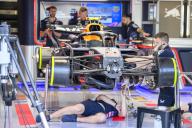 2nd May 2024; Miami International Autodrome, Miami, Florida, USA; Formula 1 Crypto.com Miami Grand Prix 2024; Arrival and Inspection Day; Crew members work on the number 11 Oracle Red Bull Racing car of Sergio Perez
