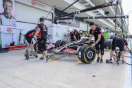 2nd May 2024; Miami International Autodrome, Miami, Florida, USA; Formula 1 Crypto.com Miami Grand Prix 2024; Arrival and Inspection Day; Crew members change the tire on the number 27 BWT Alpine car Haas car of Nico Hulkenberg