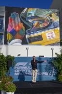 2nd May 2024; Miami International Autodrome, Miami, Florida, USA; Formula 1 Crypto.com Miami Grand Prix 2024; Arrival and Inspection Day; Miami Dolphins CEO Tom Garfinkel speaks to the media during the unveiling of a mural painted by Brazilian street artist Kobra of Ayrton Senna paying tribute to the 30th anniversary of his passing