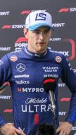 3rd May 2024; Miami International Autodrome, Miami, Florida, USA; Formula 1 Crypto.com Miami Grand Prix 2024; Free Practice Day; Williams Racing driver Logan Sargeant of the United States speaks to the media after the Sprint qualifying session