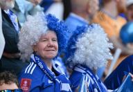 4th May 2024; King Power Stadium, Leicester, England; EFL Championship Football, Leicester City versus Blackburn Rovers; Fans in team colour head dresses await the game