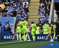 4th May 2024; King Power Stadium, Leicester, England; EFL Championship Football, Leicester City versus Blackburn Rovers; Sammie Szmodics of Blackburn celebrates with team mates after he scored in the 68th minute for 0