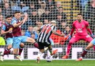 4th May 2024; Turf Moor, Burnley, Lancashire, England; Premier League Football, Burnley versus Newcastle United; Bruno Guimaraes of Newcastle shoots and scores the third goal of the match in the 40th minute for 3