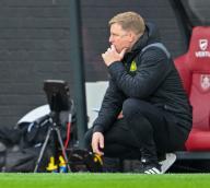 4th May 2024; Turf Moor, Burnley, Lancashire, England; Premier League Football, Burnley versus Newcastle United; Manager of Newcastle Eddie Howe watches a replay on his monitor