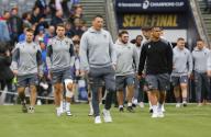 4th May 2024; Croke Park, Dublin, Ireland; Investec Champions Cup Rugby, Leinster versus Northampton Saints; The Northampton Saints arrive to inspect the pitch prior to