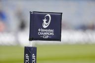 4th May 2024; Croke Park, Dublin, Ireland; Investec Champions Cup Rugby, Leinster versus Northampton Saints; The corner flag with Investec Champions Cup Rugby