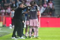 4th May 2024; Gtech Community Stadium, Brentford, London, England; Premier League Football, Brentford versus Fulham; Marco Silva manager of Fulham gives instructions to Calvin Bassey of Fulham