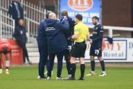 4th May 2024; Dens Park, Dundee, Scotland; Scottish Premiership Football, Dundee versus St Mirren; Mohamad Sylla of Dundee get treatment for a