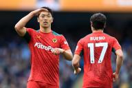 4th May 2024; Etihad Stadium, Manchester, England; Premier League Football, Manchester City versus Wolverhampton Wanderers; Hang Hee-Chan of Wolverhampton Wanderers celebrates after scoring for 3-1 after 53