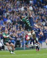 4th May 2024; Croke Park, Dublin, Ireland; Investec Champions Cup Rugby, Leinster versus Northampton Saints; Ryan Baird of Leinster wins the high