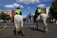 5th May 2024; Stamford Bridge, Chelsea, London, England: Premier League Football, Chelsea versus West Ham United; Police on horseback patrol outside Stamford