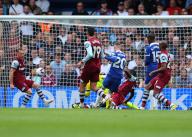 5th May 2024; Stamford Bridge, Chelsea, London, England: Premier League Football, Chelsea versus West Ham United; Cole Palmer of Chelsea shoots and scores his sides 1st goal in the 15th minute to make it 1