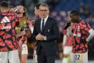 5th May 2024, Stadio Olimpico, Rome, Italy; Serie A Football; Roma versus Juventus; Marco Landucci assistant coach of FC Juventus speaks with his