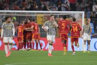 5th May 2024, Stadio Olimpico, Rome, Italy; Serie A Football; Roma versus Juventus; Dusan Vlahovic of FC Juventus shows the dejection as Roma take the lead in the 15 minute from