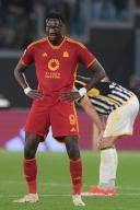 5th May 2024, Stadio Olimpico, Rome, Italy; Serie A Football; Roma versus Juventus; Tammy Abraham of AS Roma reacts as he misses a chance to