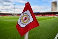 6th May 2024; Gresty Road, Crewe, Cheshire, England; EFL League Two Play Off Football, First Leg, Crewe Alexandra versus Doncaster Rovers; The corner flag with club