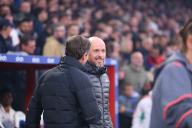 6th May 2024; Selhurst Park, Selhurst, London, England; Premier League Football, Crystal Palace versus Manchester United; Manchester United manager Erik ten Hag shakes hands and chats with Crystal Palace manager Oliver Glasner before kick off