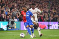 6th May 2024; Selhurst Park, Selhurst, London, England; Premier League Football, Crystal Palace versus Manchester United; Jordan Ayew of Crystal Palace under pressure from Kobbie Mainoo of Manchester United