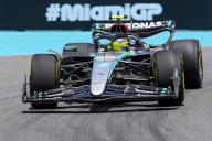 3rd May 2024; Miami International Autodrome, Miami, Florida, USA; Formula 1 Crypto.com Miami Grand Prix 2024; Free Practice Day; Lewis Hamilton of the United Kingdom driving the number 44 Mercedes-AMG PETRONAS car during first practice session