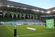 10th May 2024; Stade Geoffroy Guichard, Saint-Etienne, France; French League 2 football, AS Saint-Etienne versus Rodez; Banners and pennants from the 90 years of the Magic Fans from Saint