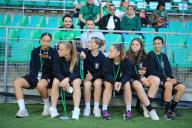 10th May 2024; Stade Geoffroy Guichard, Saint-Etienne, France; French League 2 football, AS Saint-Etienne versus Rodez; Girls from the young ladies team of Saint-Etienne ready for the match to