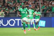 10th May 2024; Stade Geoffroy Guichard, Saint-Etienne, France; French League 2 football, AS Saint-Etienne versus Rodez; 9 Ibrahim SISSOKO reacts after he scores for Saint-Etienne